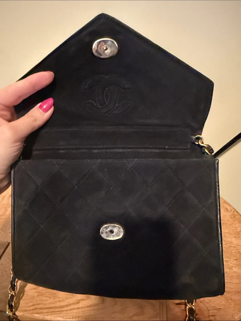 Vintage Chanel Black Suede Crossbody Flap Bag